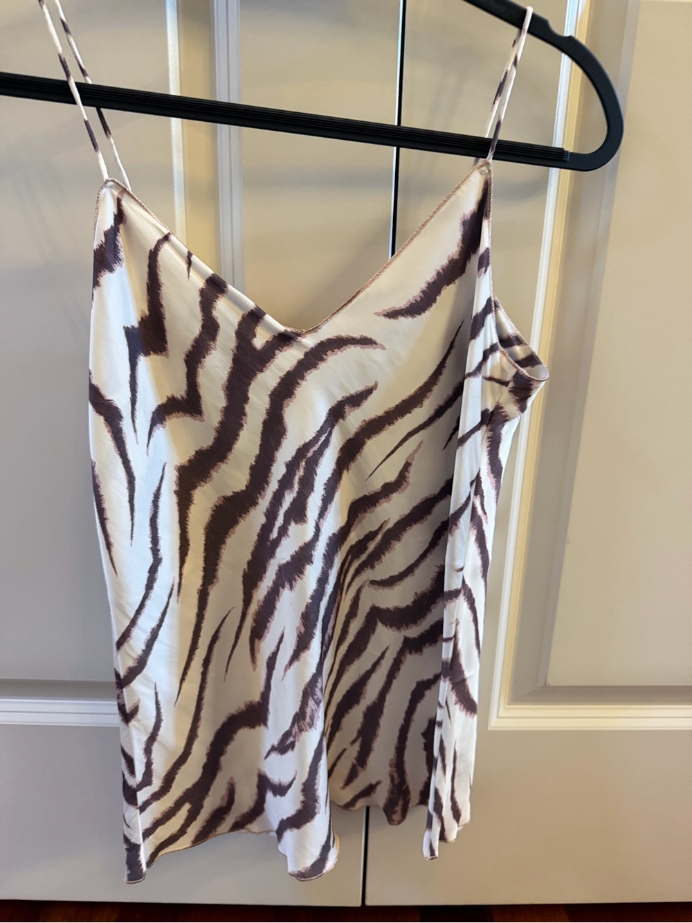 PAIGE Cream and Brown Zebra-Print Silk Camisole